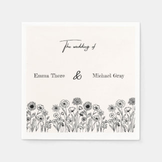 Personalized Elegant Minimalistic Wedding Napkins Pappersservett