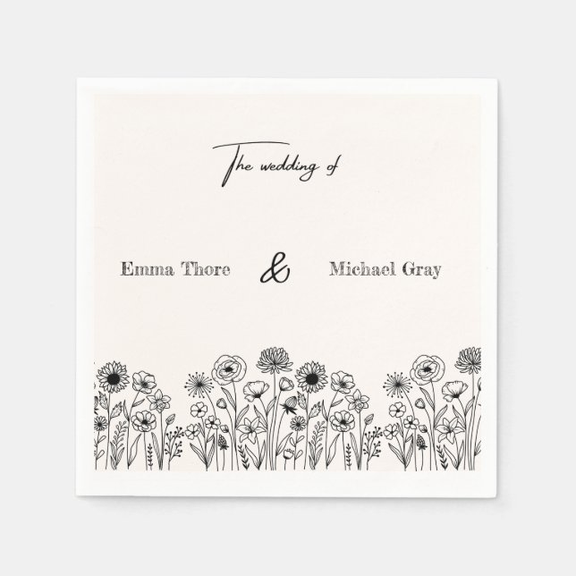 Personalized Elegant Minimalistic Wedding Napkins Pappersservett (Framsidan)