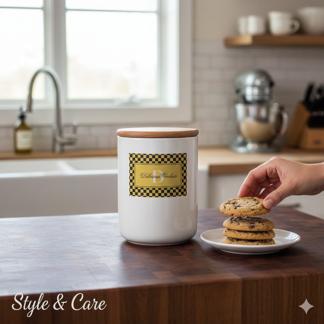 Personalized Elegant Monogram Food Label Sticker Mat Etiketter (Personalized Elegant Monogram Food Label Sticker)