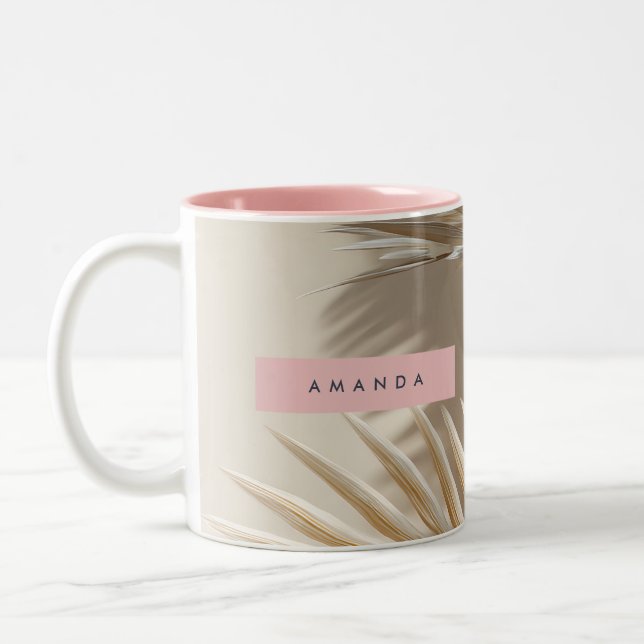 Personalized Elegant Palm Fronds Style Två-Tonad Mugg (Vänster)