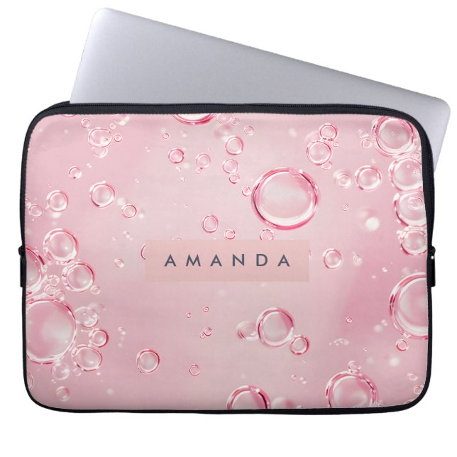 Personalized Elegant Pink Bubble Aesthetic Laptop Fodral (Framsidan)