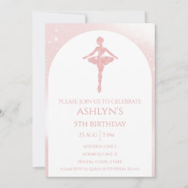 Personalized Elegant Pink Glitter Ballet Birthday Inbjudningar
