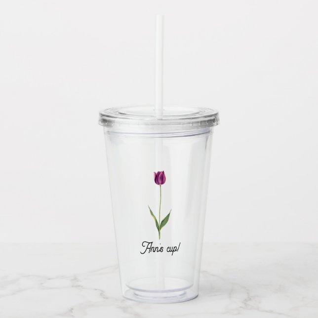 Personalized Elegant Purple Tulip Take Away Mugg (Framsida)