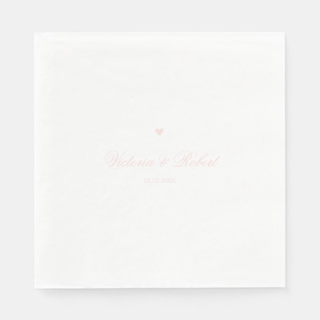 Personalized Elegant Script Pink Heart Pappersservett (Framsidan)