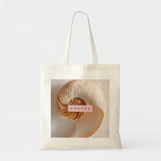 Personalized Elegant Seashell Spiral Coastal Tygkasse (Framsidan)