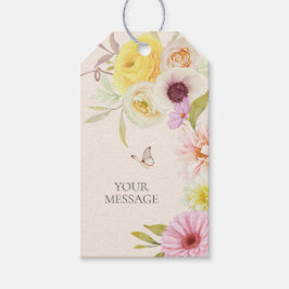 Personalized Elegant Spring Flowers Gift Tag Presentetikett