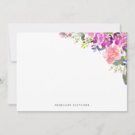 Personalized Elegant Watercolor Floral  Anteckningskort