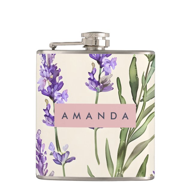 Personalized Elegant Watercolor Lavender  Fickplunta (Framsidan)