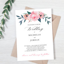 Personalized Elegant Watercolor Rose Wedding