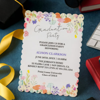 Personalized Elegant Wildflower Graduation Party I Inbjudningar