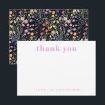 Personalized Elegant Wildflowers Dark Background  Tack Kort<br><div class="desc">Elegant wildflowers pattern custom name bridal shower thank you card.</div>