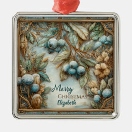 Personalized Elegant Winter Botanical Christmas Julgransprydnad Metall