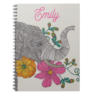 Personalized Elephant Name Notebook Anteckningsbok