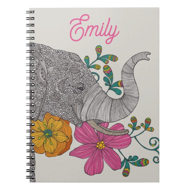 Personalized Elephant Name Notebook Anteckningsbok (Framsidan)