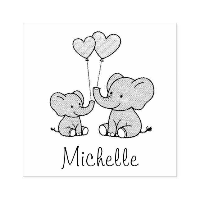 Personalized Elephant Silhouette Stämpel (Tryck)