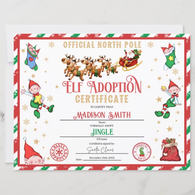 Personalized Elf Adoption Certificate (Framsida)