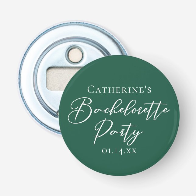 Personalized Emerald Green Bachelorette Party Flasköppnare (Framsidan)