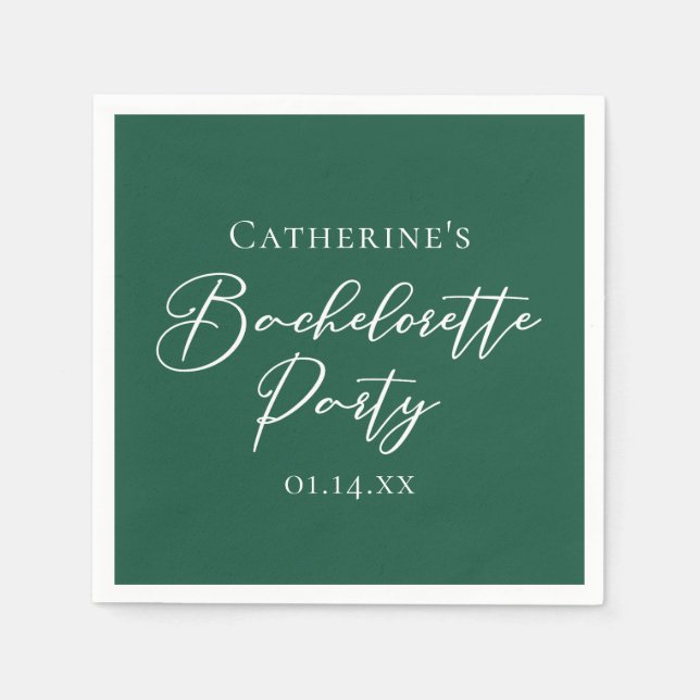 Personalized Emerald Green Bachelorette Party Pappersservett (Framsidan)