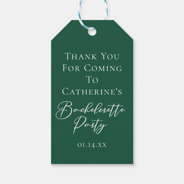 Personalized Emerald Green Bachelorette Party Presentetikett (Framsidan)