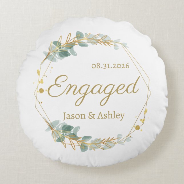Personalized Engagement Gift Keepsake Rund Kudde (Framsidan)