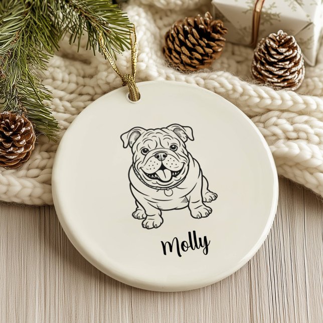 Personalized English Bulldog Dog Christmas Julgransprydnad Keramik (Skapare uppladdad)