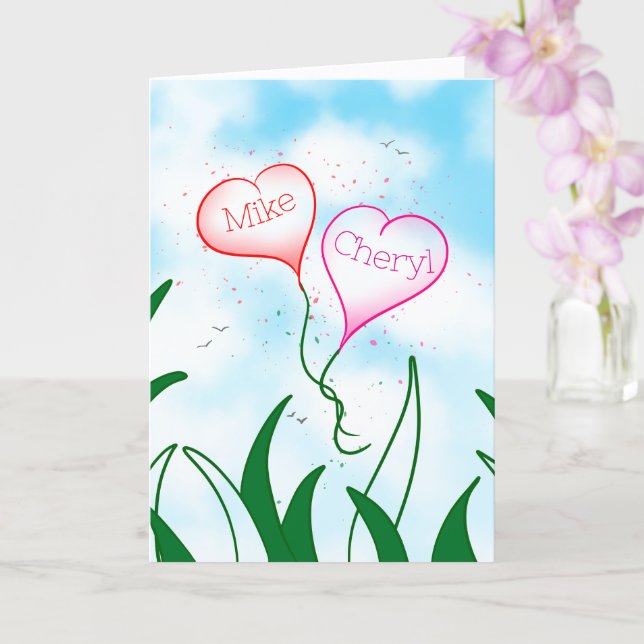 Personalized Entangled Hearts Valentine Card       Kort (Orkide)