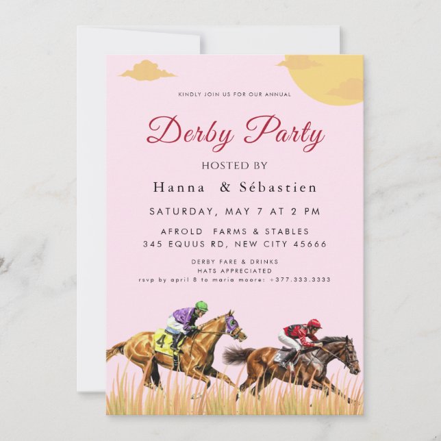Personalized Equestrian Horse Racing Invite Inbjudningar (Framsida)