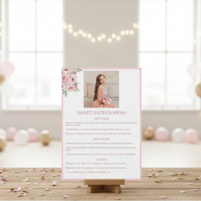Personalized Event Menu with Photo and Pink Meny (Skapare uppladdad)