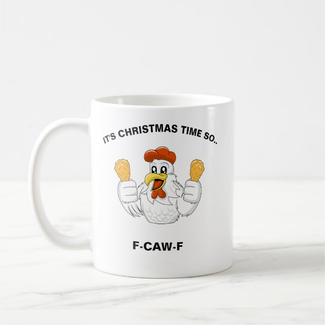 Personalized F-CAW-F Christmas Funny Chicken  Kaffemugg (Vänster)