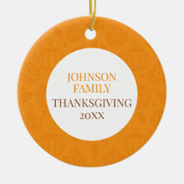 Personalized Fall Family Pumpkin Leaf Pattern Julgransprydnad Keramik