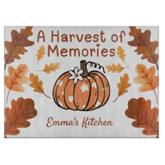 Personalized Fall Glass Cutting Board