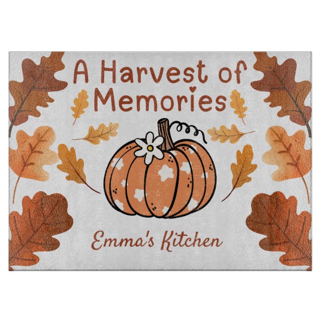 Personalized Fall Glass Cutting Board (Framsidan)