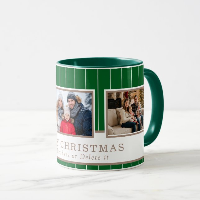 Personalized Family 3 Photo Collage Christmas  Mugg (Framsida höger)