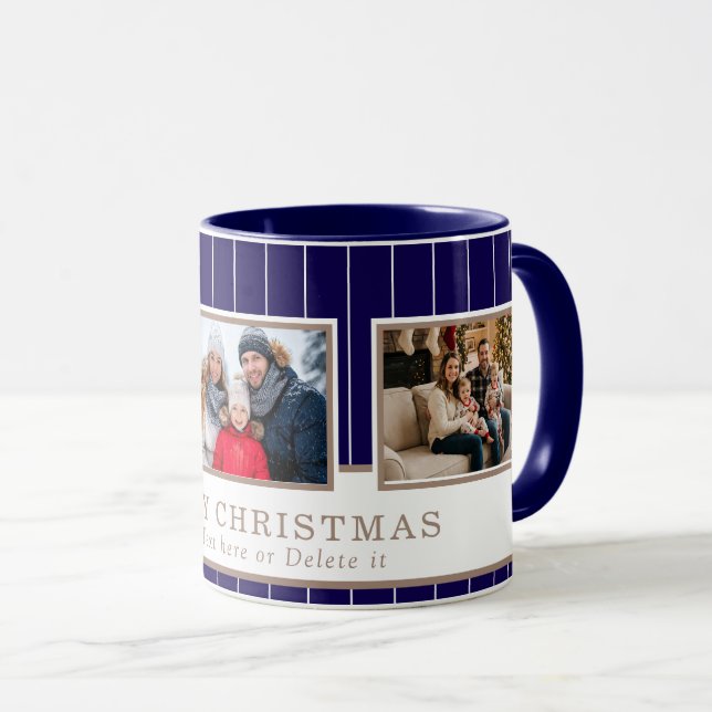 Personalized Family 3 Photo Collage Christmas  Mugg (Framsida höger)
