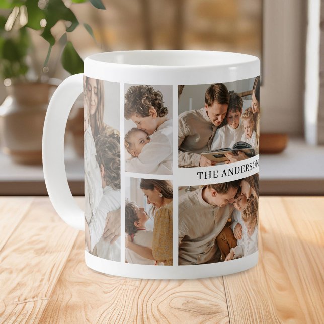 Personalized Family 8 Photo Collage Kaffemugg (Skapare uppladdad)