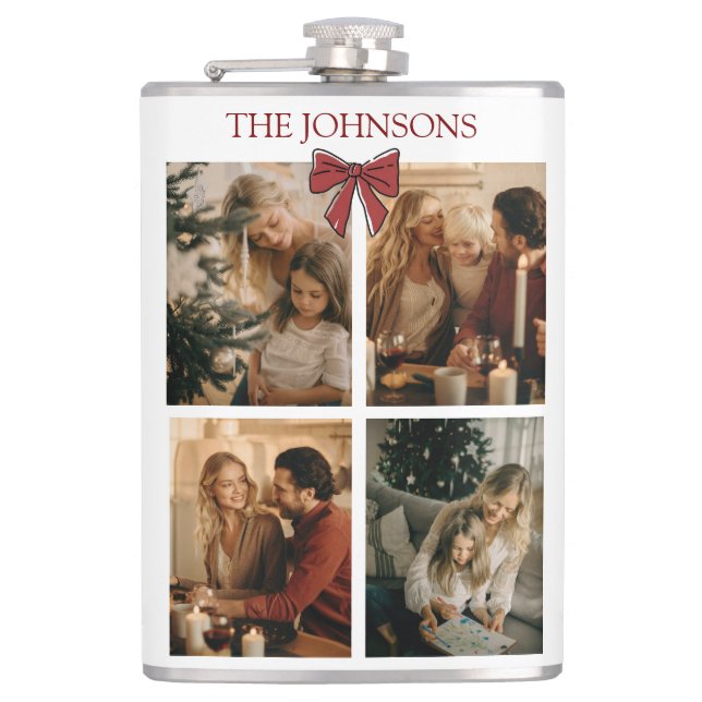 Personalized Family Christmas Photo Collage Flask Fickplunta (Framsidan)