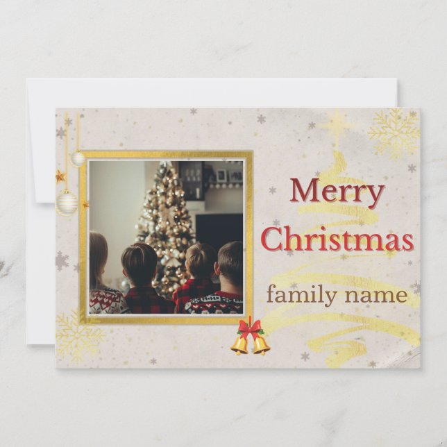 Personalized Family Christmas Photo Holiday Card Tack Kort (Framsida)