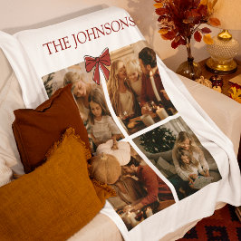 Personalized Family Christmas Photos Blanket Fleecefilt