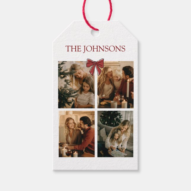 Personalized Family Christmas Photos Gift Tag Presentetikett (Framsidan)