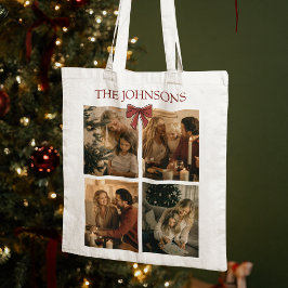 Personalized Family Christmas Photos Tote Bag Tygkasse