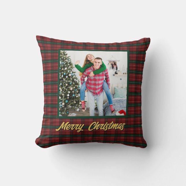 Personalized Family Christmas Stylish Photo Kudde (Framsida)