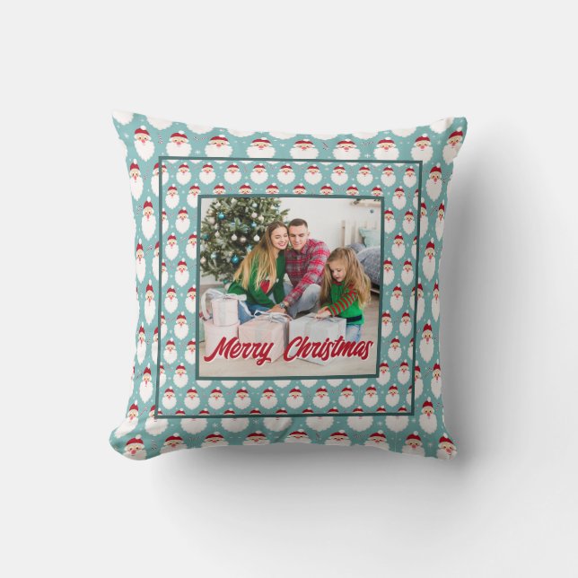 Personalized Family Christmas Stylish Photo Kudde (Framsida)