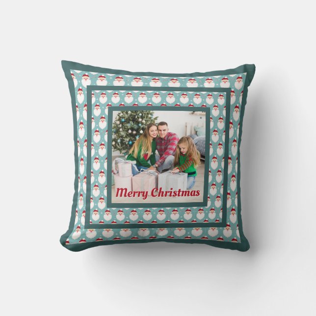 Personalized Family Christmas Stylish Photo Kudde (Framsida)