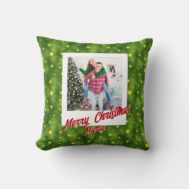 Personalized Family Christmas Stylish Photo  Kudde (Framsida)