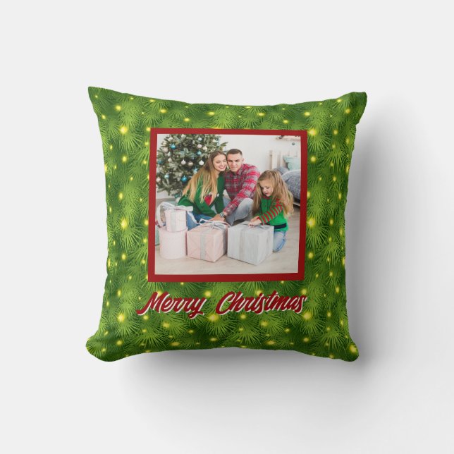 Personalized Family Christmas Stylish Photo Kudde (Framsida)