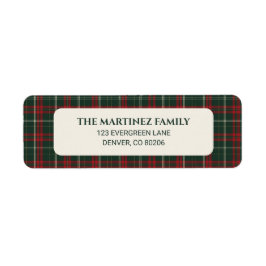 Personalized Family Christmas Tartan Return Addres Returadress Etikett