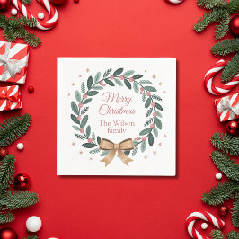 Personalized Family Christmas Wreath Pappersservett