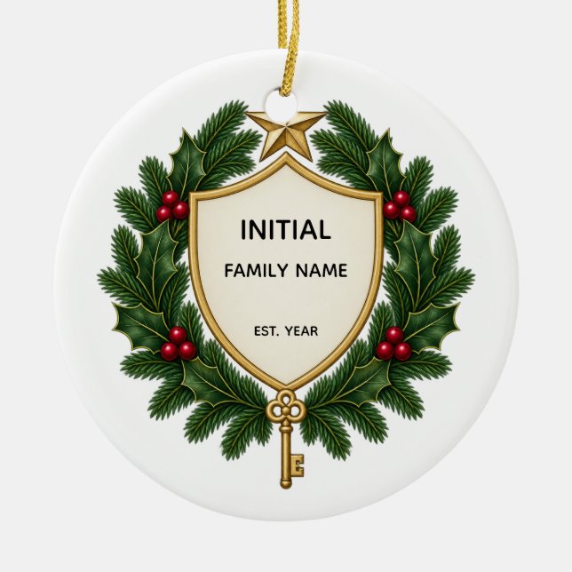 Personalized Family Crest Christmas Ornament (Framsidan)