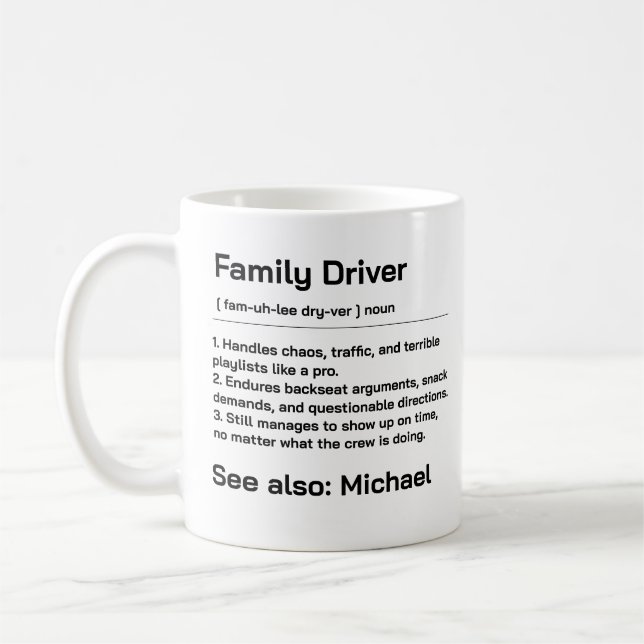 Personalized Family Driver | Funny Daily Driving Kaffemugg (Vänster)