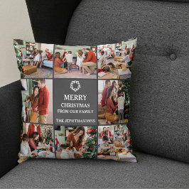 Personalized Family Merry Christmas Photo Collage Kudde